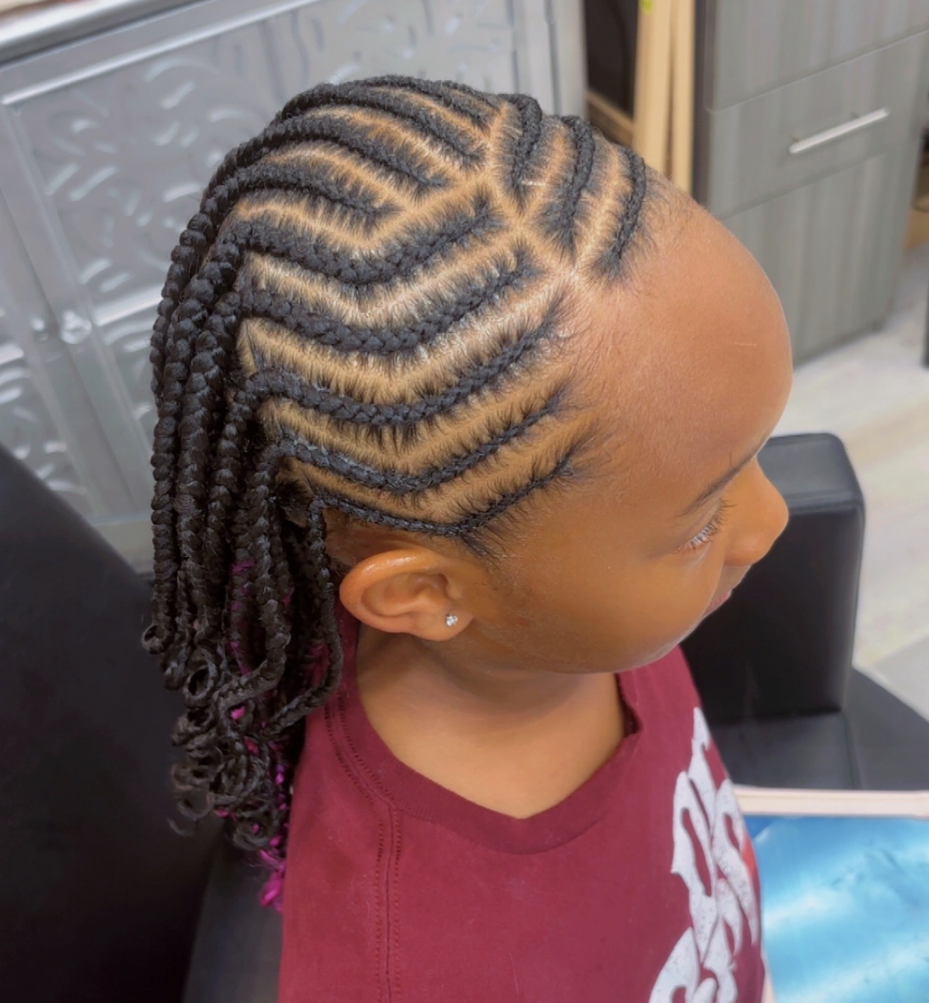 Natural hair styling close-up
