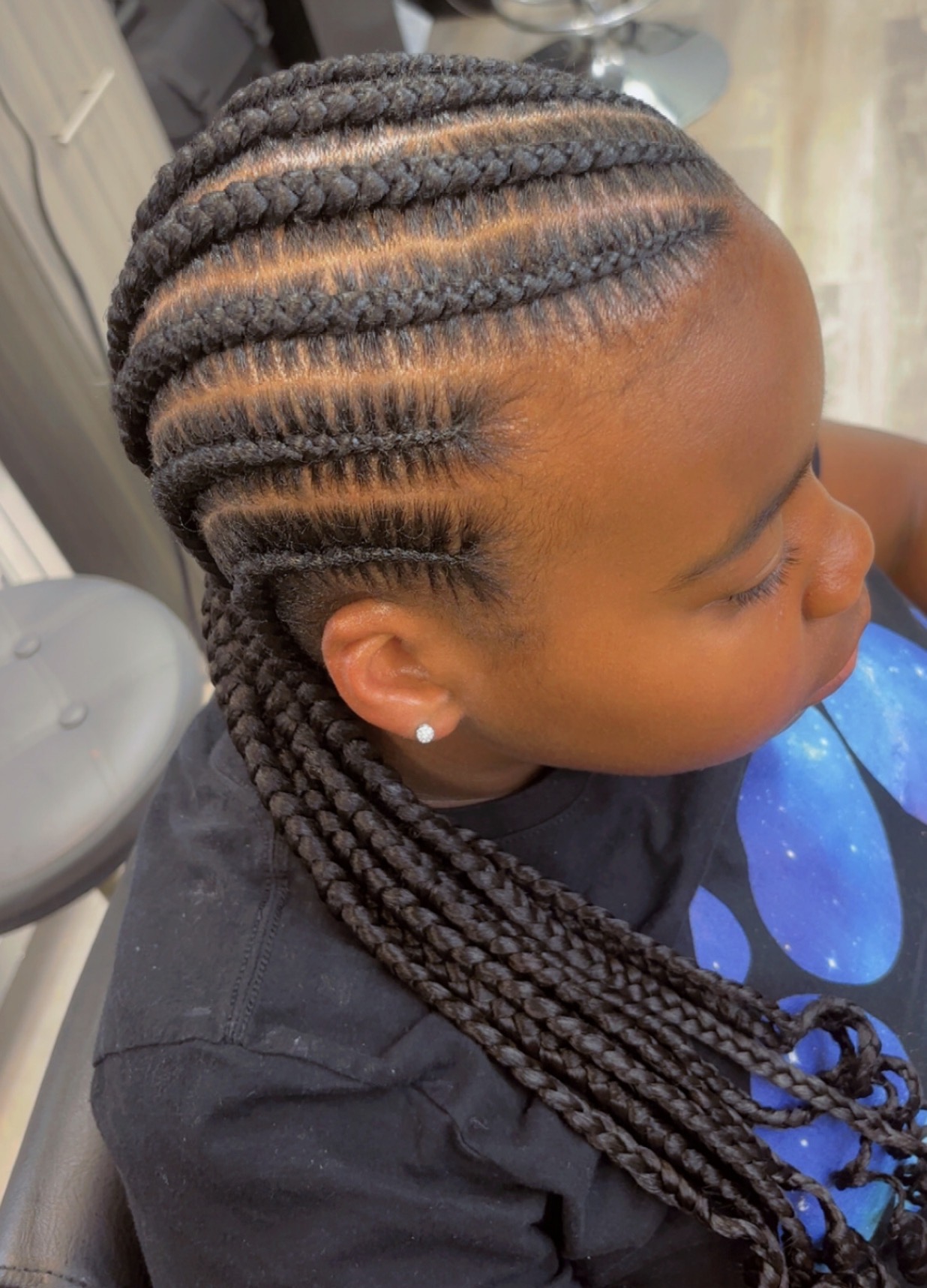 Cornrows transitioning to braids