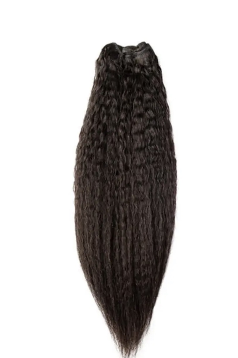 Kinky straight hair bundle close-up